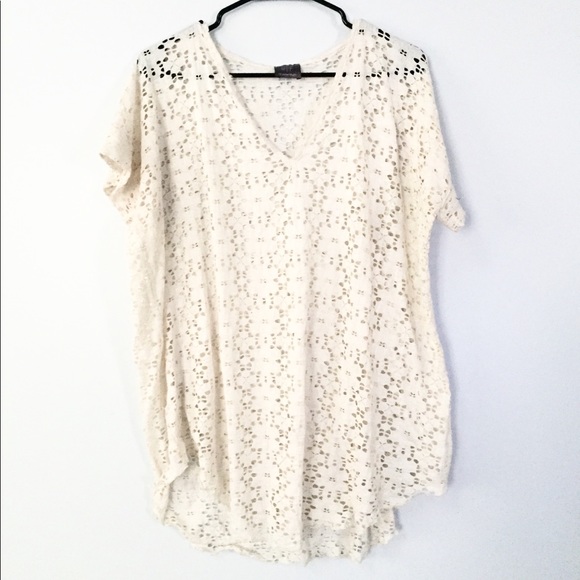 Elif Tops - Elif floral knit lace boho tunic top cover up